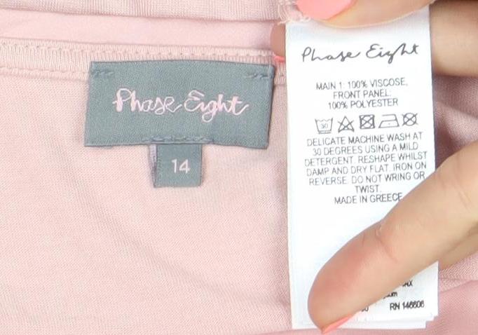 River Island Womens Pink Size 14 Scoop Neck Short Sleeve Top