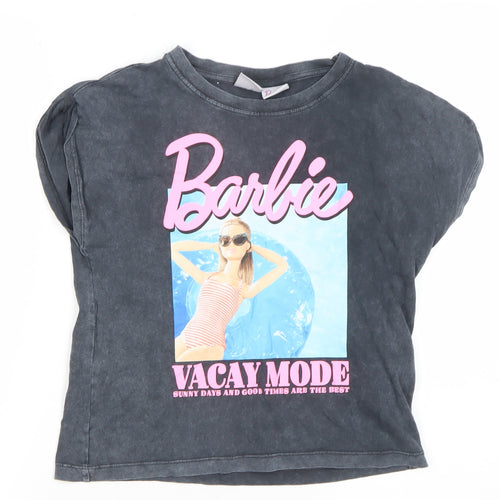 Zara Girls Black Barbie Graphic T-Shirt 9-10 Years Casual Summer Top