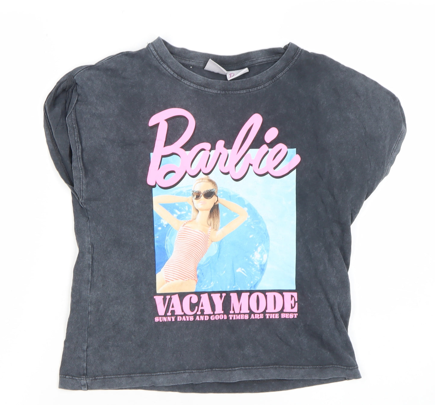 Zara Girls Black Barbie Graphic T-Shirt 9-10 Years Casual Summer Top