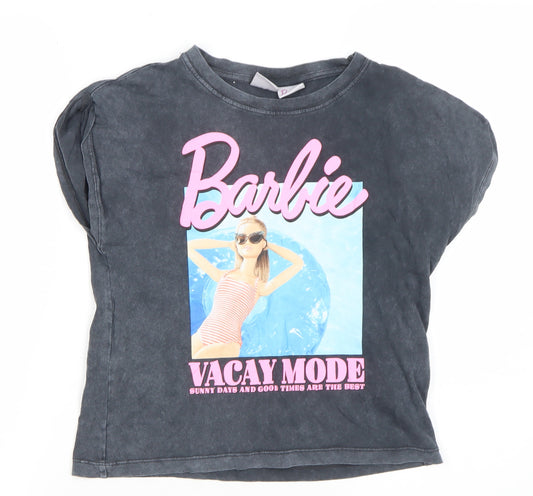 Zara Girls Black Barbie Graphic T-Shirt 9-10 Years Casual Summer Top