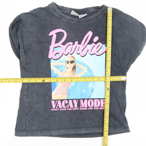 Zara Girls Black Barbie Graphic T-Shirt 9-10 Years Casual Summer Top