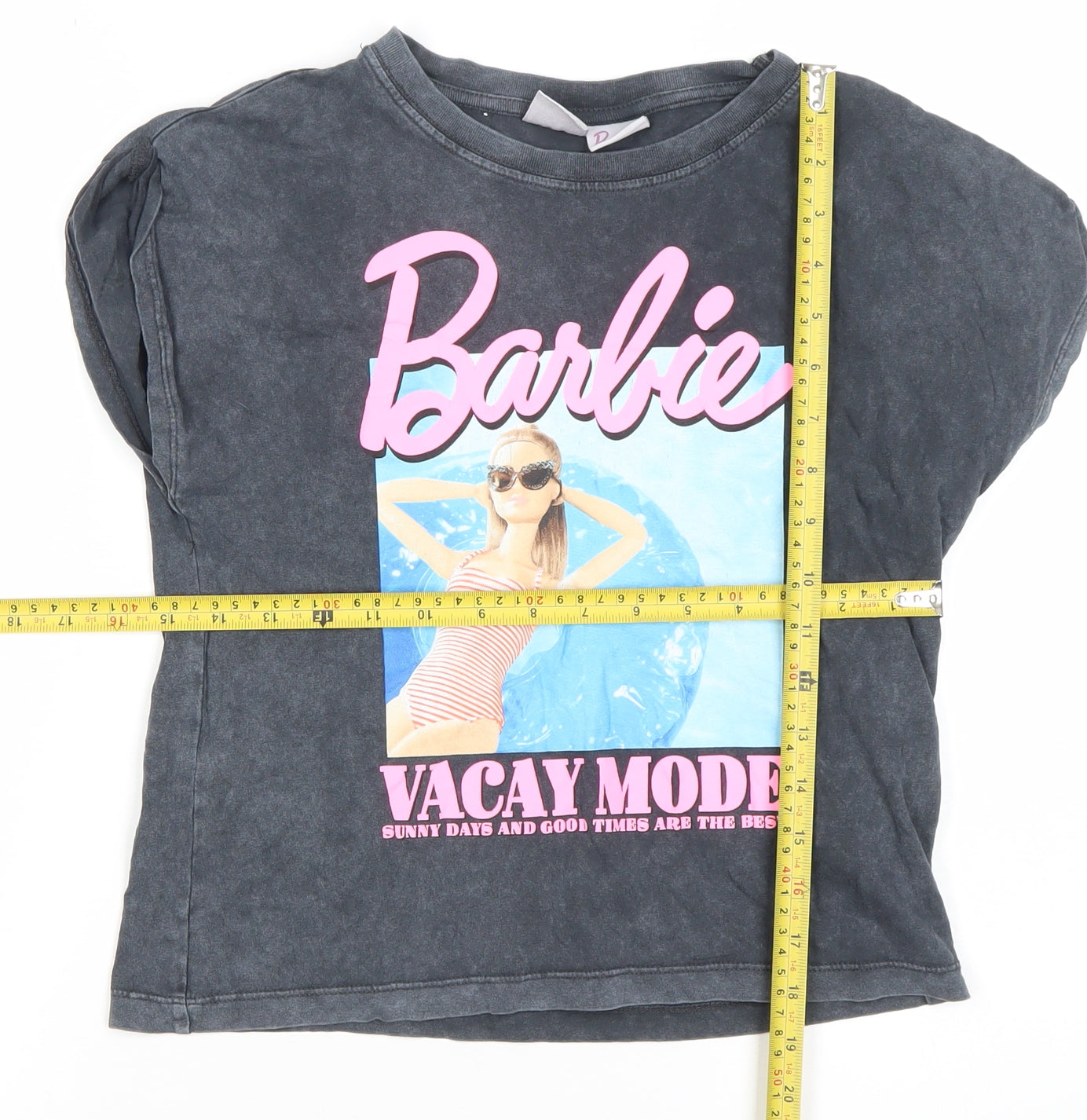 Zara Girls Black Barbie Graphic T-Shirt 9-10 Years Casual Summer Top