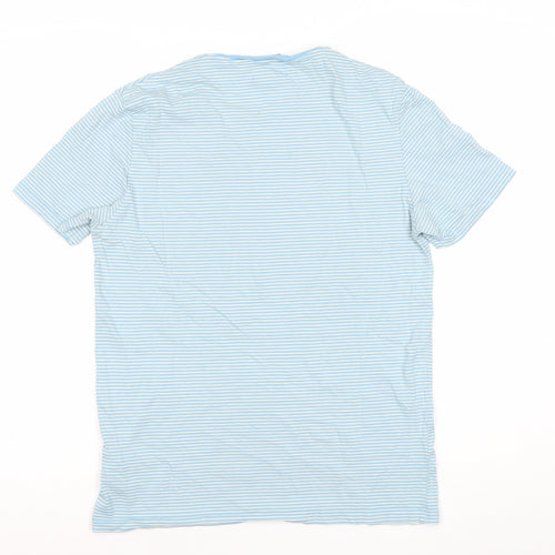COS Men's Blue Striped Cotton T-Shirt M Regular Fit Crew Neck