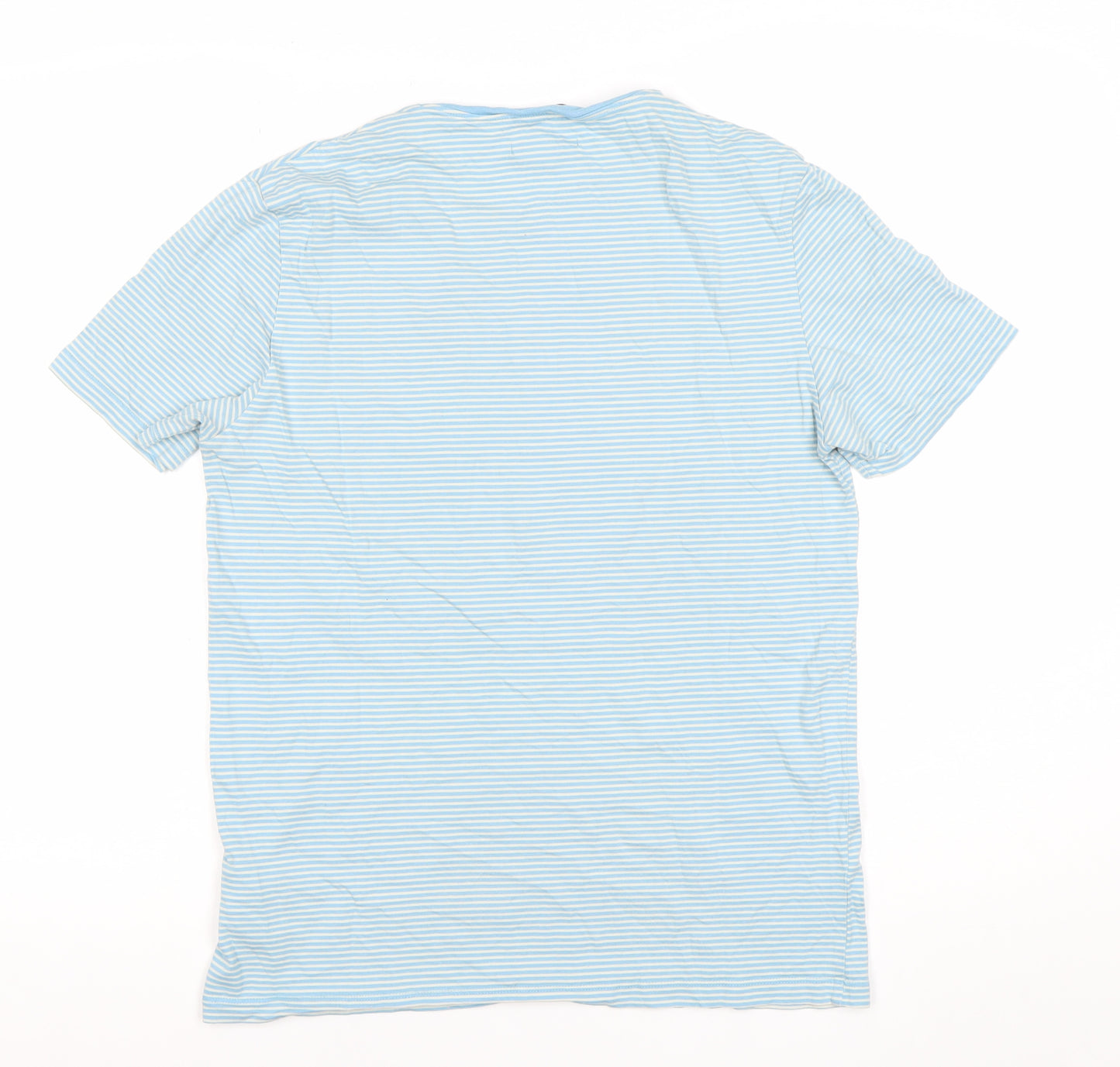 COS Men's Blue Striped Cotton T-Shirt M Regular Fit Crew Neck