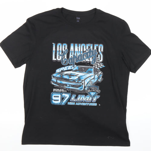 ROMWE Women’s Black Graphic Racing Car Print T-Shirt Size 22