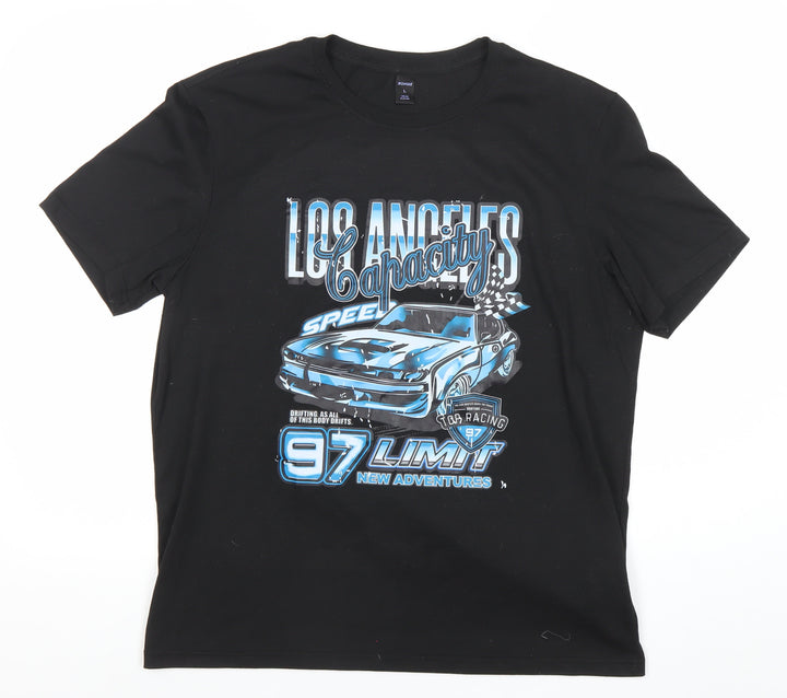 ROMWE Women’s Black Graphic Racing Car Print T-Shirt Size 22