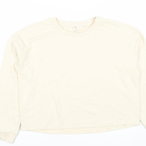 River Island Unisex Adults Beige Sweatshirt M Cotton Casual Crew Neck