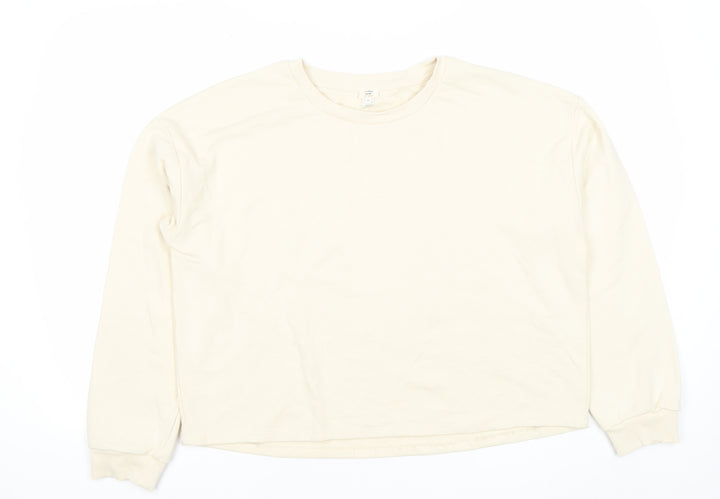 River Island Unisex Adults Beige Sweatshirt M Cotton Casual Crew Neck