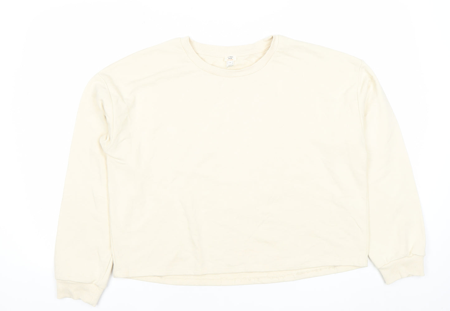 River Island Unisex Adults Beige Sweatshirt M Cotton Casual Crew Neck