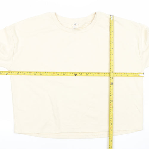 River Island Unisex Adults Beige Sweatshirt M Cotton Casual Crew Neck