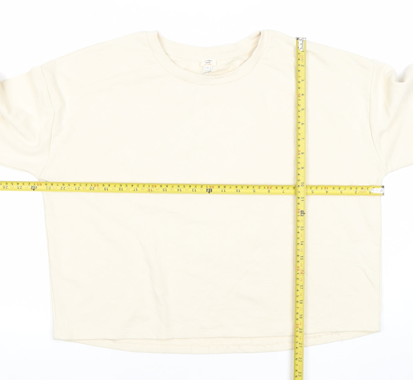 River Island Unisex Adults Beige Sweatshirt M Cotton Casual Crew Neck