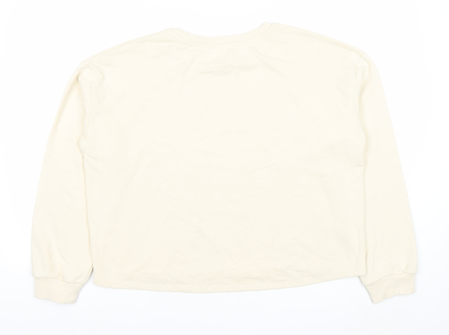 River Island Unisex Adults Beige Sweatshirt M Cotton Casual Crew Neck