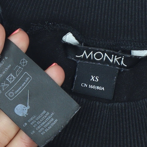 Monki Womens Black XS T-Shirt Dress Short Sleeve Casual