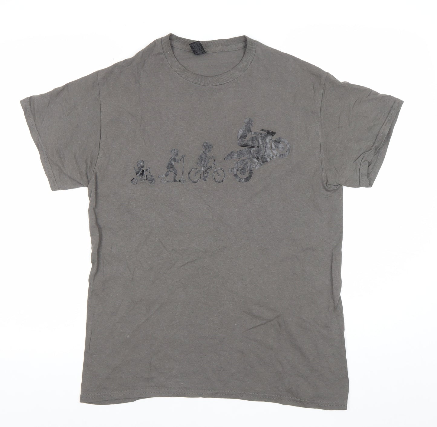 Gildan Men's Grey Graphic Motorcycle T-Shirt Size M Short Sleeve