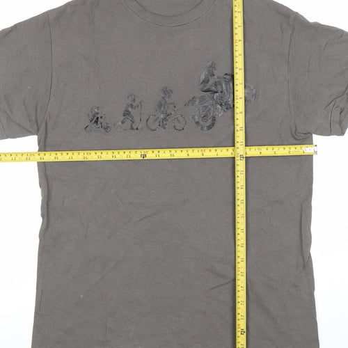 Gildan Men's Grey Graphic Motorcycle T-Shirt Size M Short Sleeve