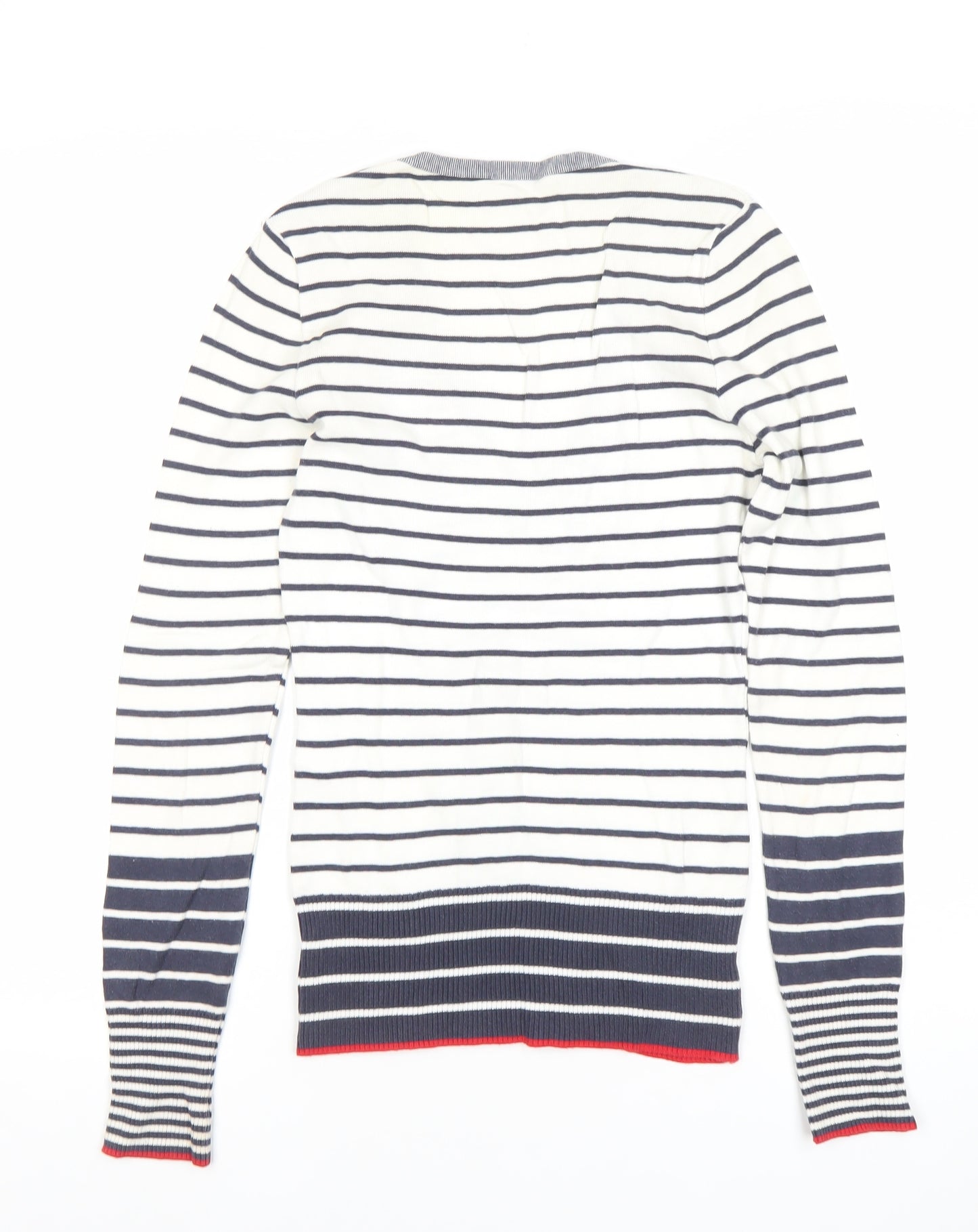 United Colors of Benetton Womens Striped Cotton V-Neck Jumper S