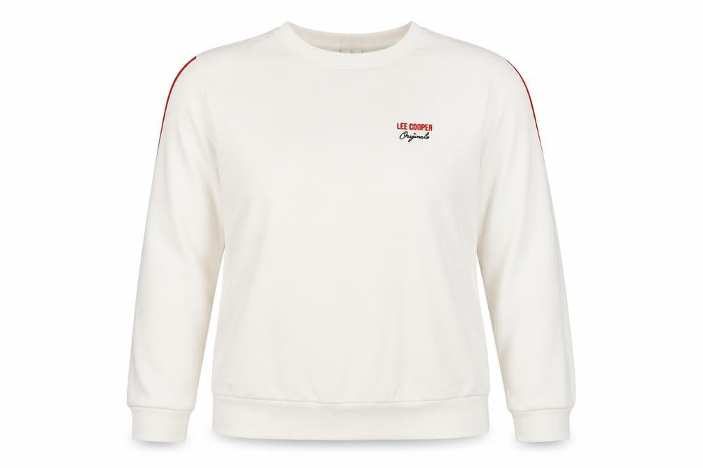 Front view of Lee Cooper Women’s White Crew Neck Sweatshirt UK 18