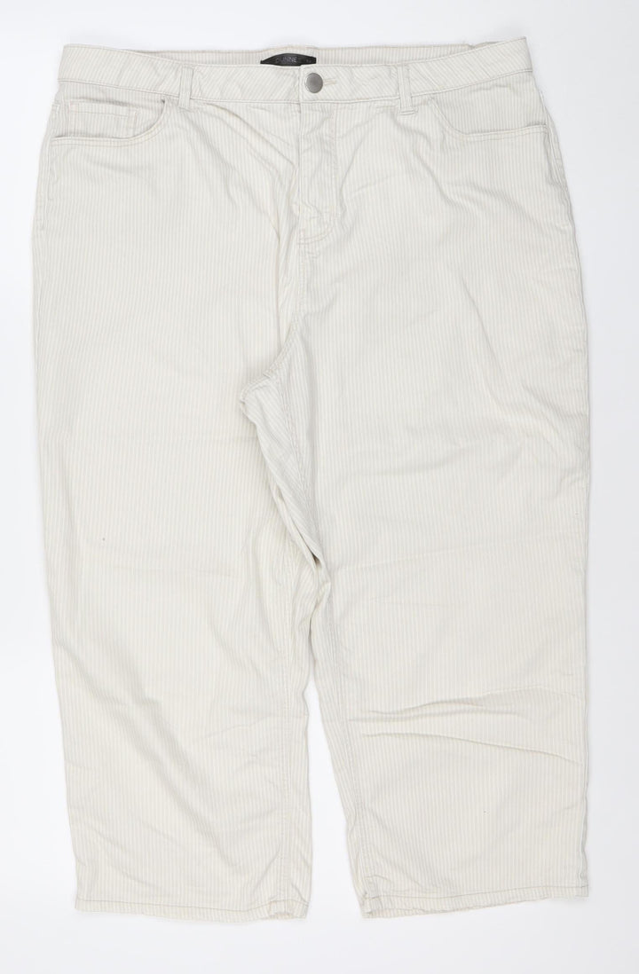 Diverse Women Beige Striped Straight Jeans Size 14 Cotton