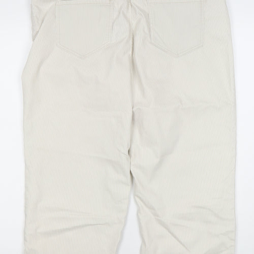 Diverse Women Beige Striped Straight Jeans Size 14 Cotton