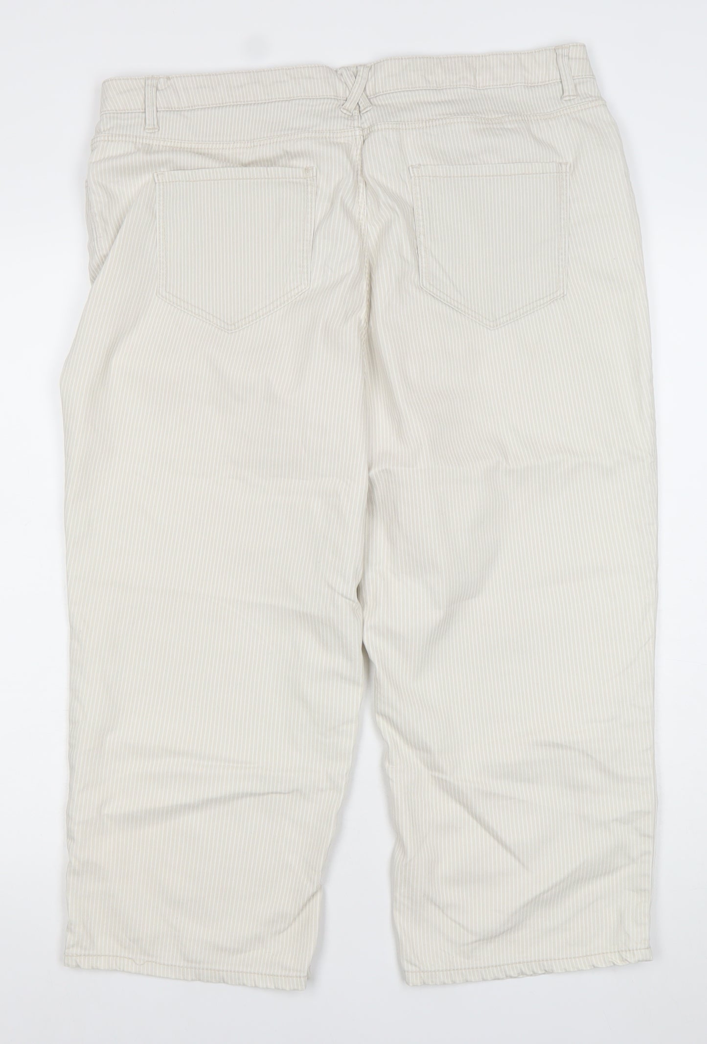 Diverse Women Beige Striped Straight Jeans Size 14 Cotton