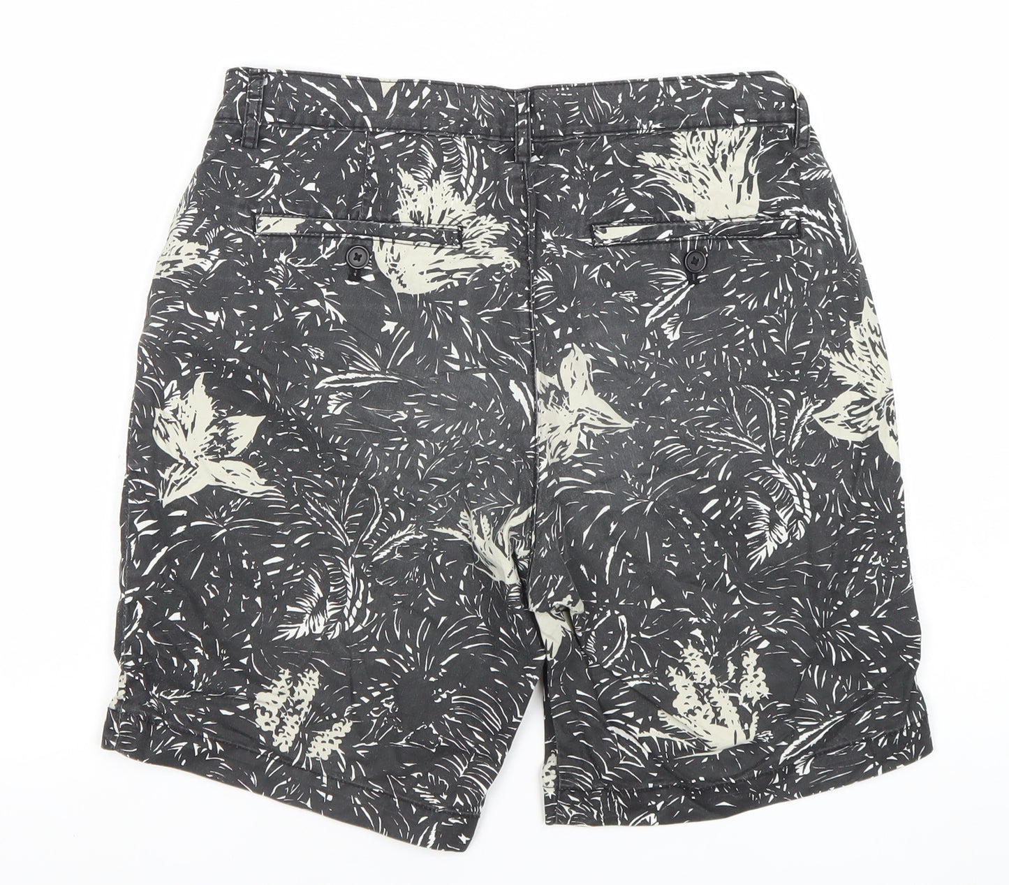 H&M Men’s Black Floral Chino Shorts Size 30R Summer Casual