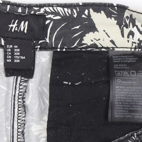 H&M Men’s Black Floral Chino Shorts Size 30R Summer Casual