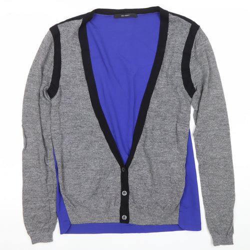 Sita Murt Womens Blue Grey Colourblock Wool Blend Cardigan Size 12