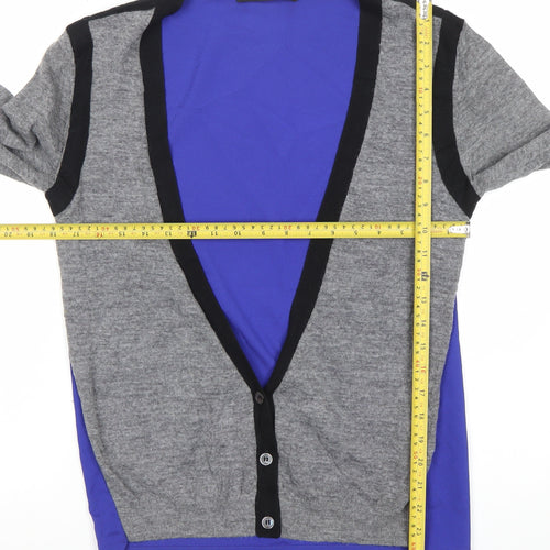 Sita Murt Womens Blue Grey Colourblock Wool Blend Cardigan Size 12
