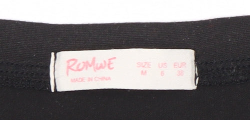 Romwe Womens Black Anime Graphic T-Shirt Size 10 Short Sleeve Crew Neck
