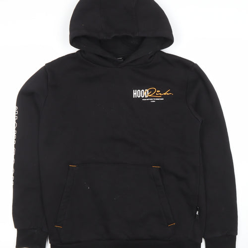Hoodrich Men’s Black Pullover Hoodie XS Graphic Logo Fleece Streetwear
