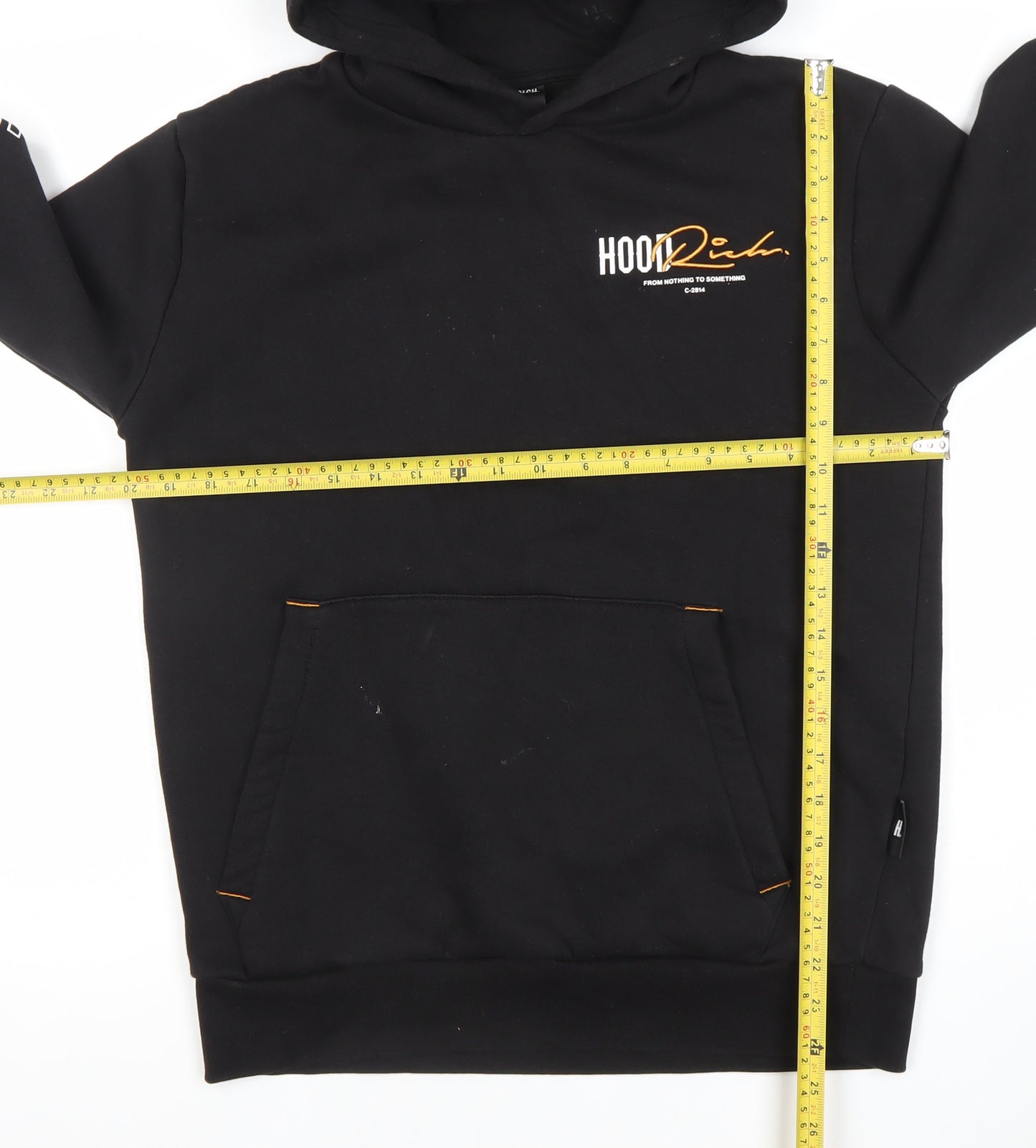 Hoodrich Men’s Black Pullover Hoodie XS Graphic Logo Fleece Streetwear
