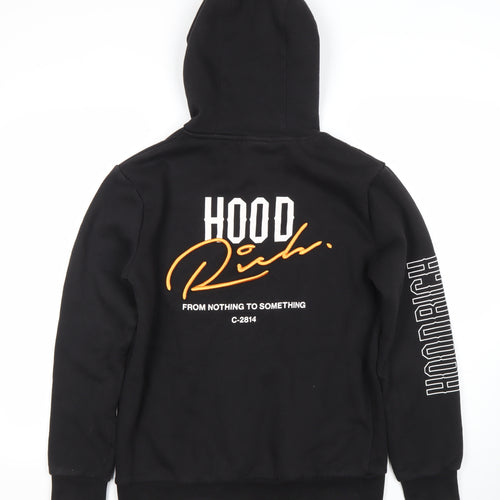 Hoodrich Men’s Black Pullover Hoodie XS Graphic Logo Fleece Streetwear