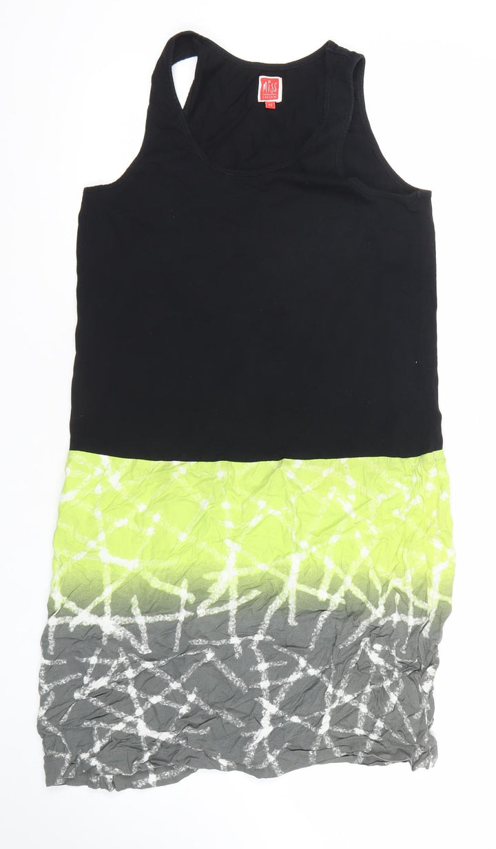 Miss Captain Womens Black Green Grey Tie Dye Tank Dress Size 14