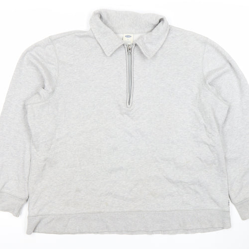 Old Navy Women’s Grey XL Quarter Zip Sweatshirt Cotton Blend