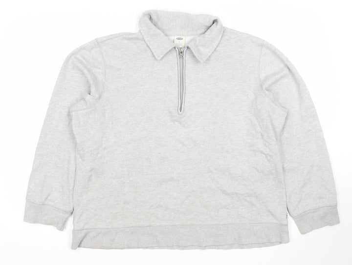 Old Navy Women’s Grey XL Quarter Zip Sweatshirt Cotton Blend