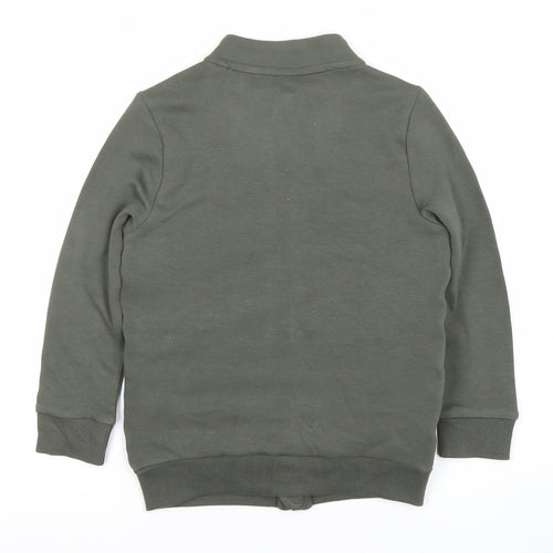 F&F Boys Green Bomber Jacket 7 Years Full Zip Quilted Mid-Length
