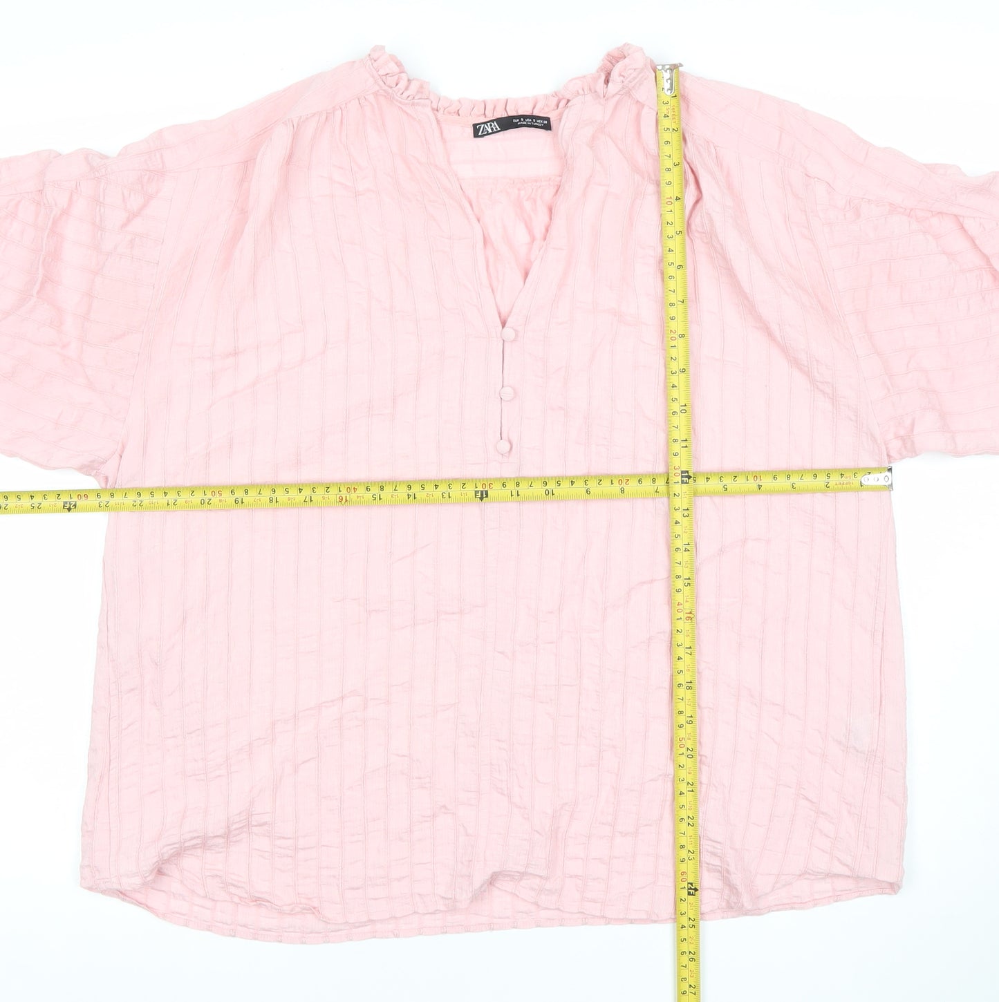 Zara Women’s Pink 3/4 Sleeve V-Neck Tunic Blouse Size S