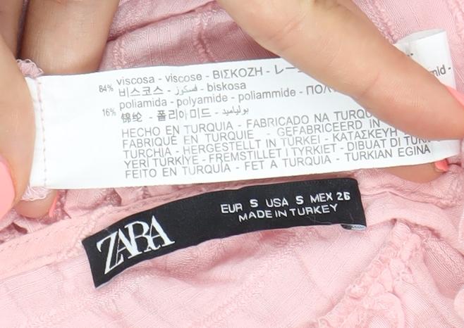 Zara Women’s Pink 3/4 Sleeve V-Neck Tunic Blouse Size S