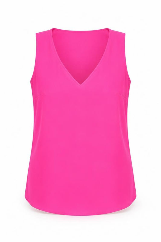 Front view of Oasis women’s pink sleeveless scoop neck tank top, size UK 10