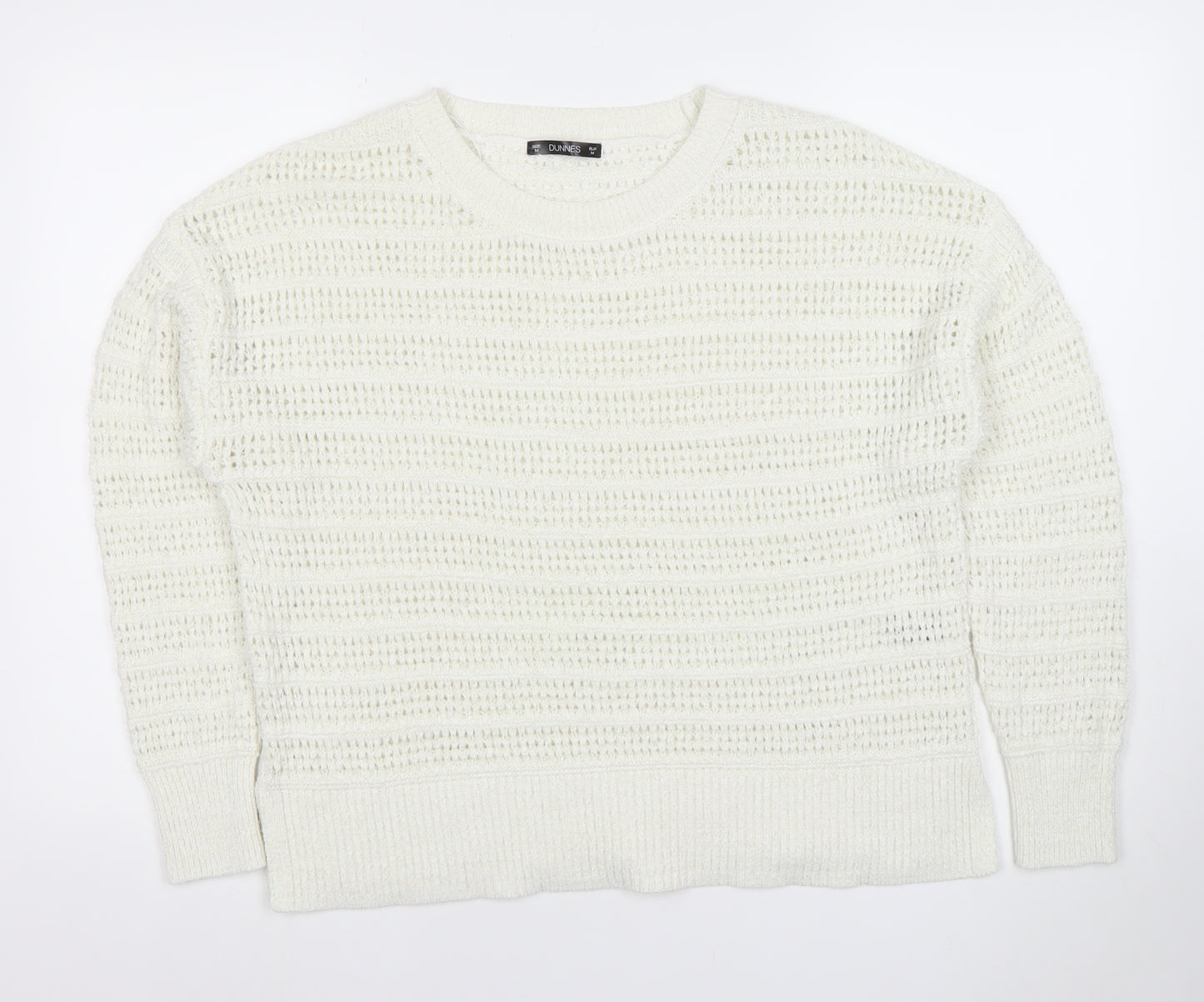 Dunnes Women’s White Medium Open-Knit Pullover Jumper M