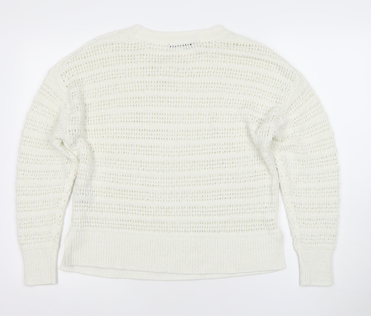 Dunnes Women’s White Medium Open-Knit Pullover Jumper M