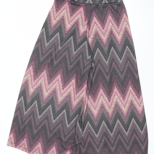 JelisJelis Women's Multicoloured Wide-Leg Geometric Knit Trousers Size U
