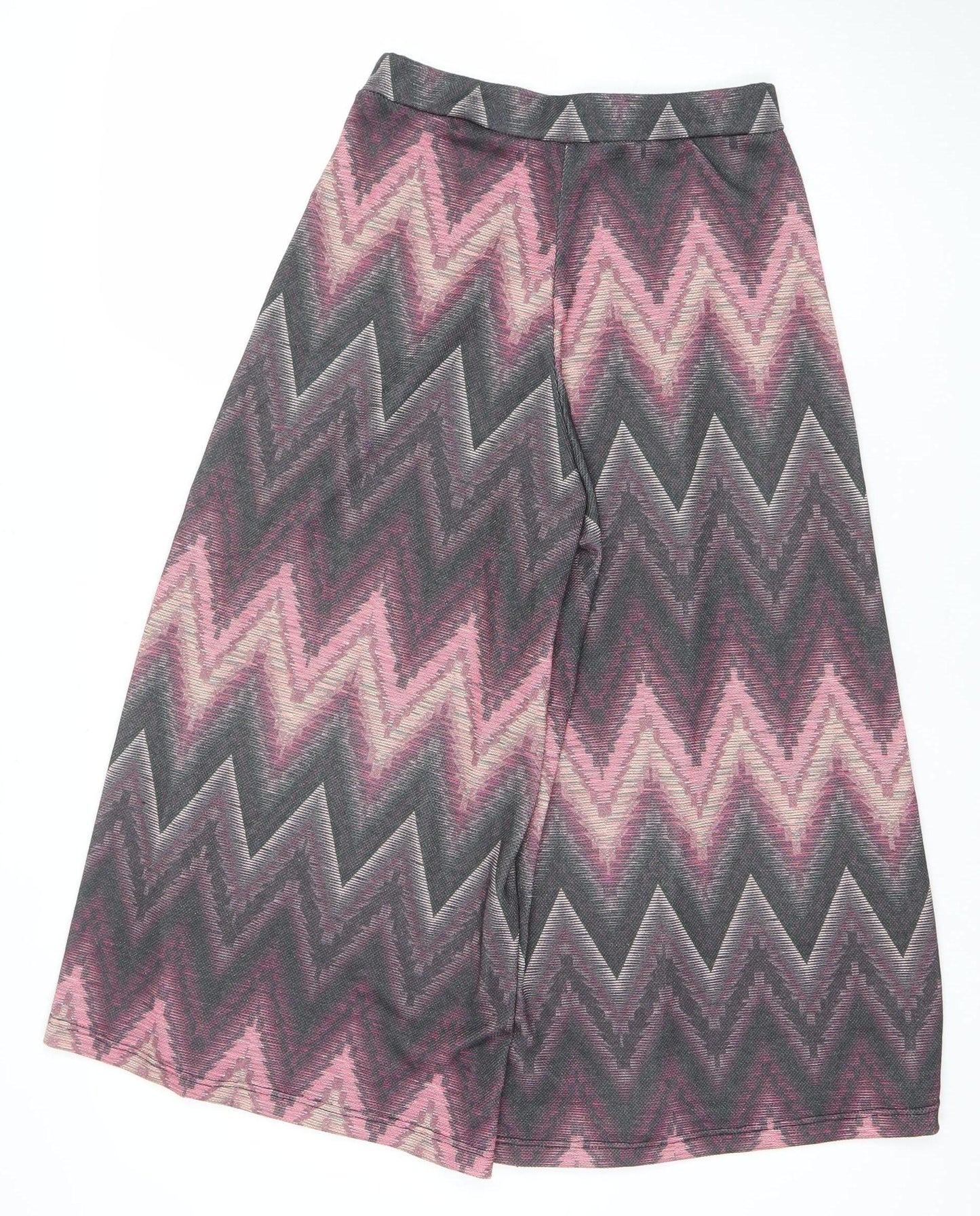 JelisJelis Women's Multicoloured Wide-Leg Geometric Knit Trousers Size U