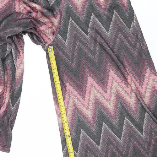 JelisJelis Women's Multicoloured Wide-Leg Geometric Knit Trousers Size U