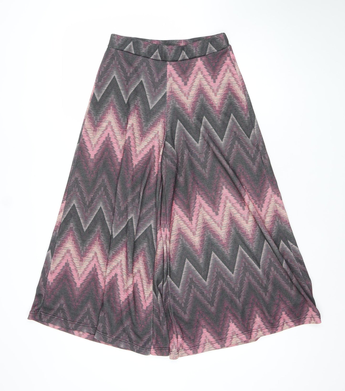 JelisJelis Women's Multicoloured Wide-Leg Geometric Knit Trousers Size U