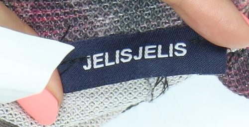 JelisJelis Women's Multicoloured Wide-Leg Geometric Knit Trousers Size U