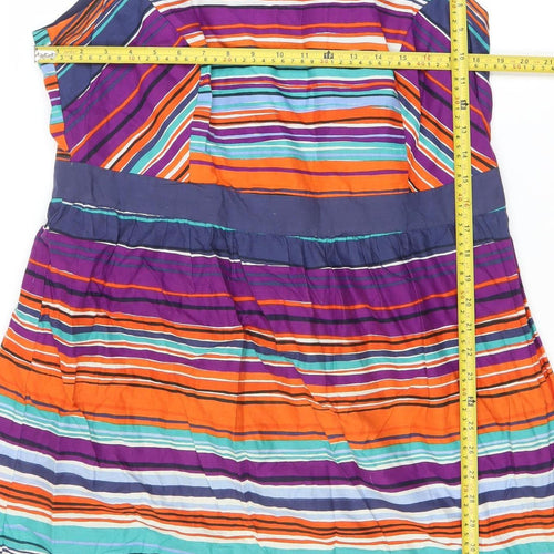 Marks and Spencer Per Una Women’s Multicoloured Stripe Cotton Knee Length Sleeveless A-Line Dress Size 18