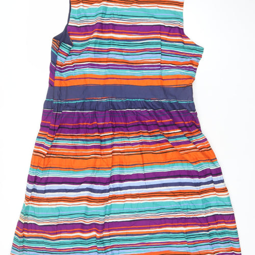 Marks and Spencer Per Una Women’s Multicoloured Stripe Cotton Knee Length Sleeveless A-Line Dress Size 18