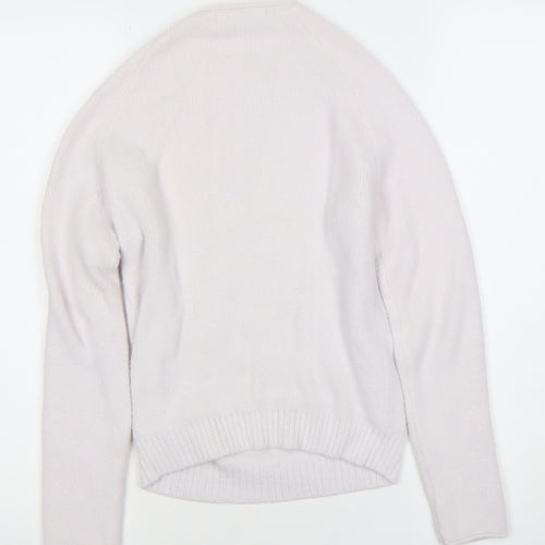 Zara Women Ivory Crew Neck Knit Jumper Size 12 Raglan Sleeve