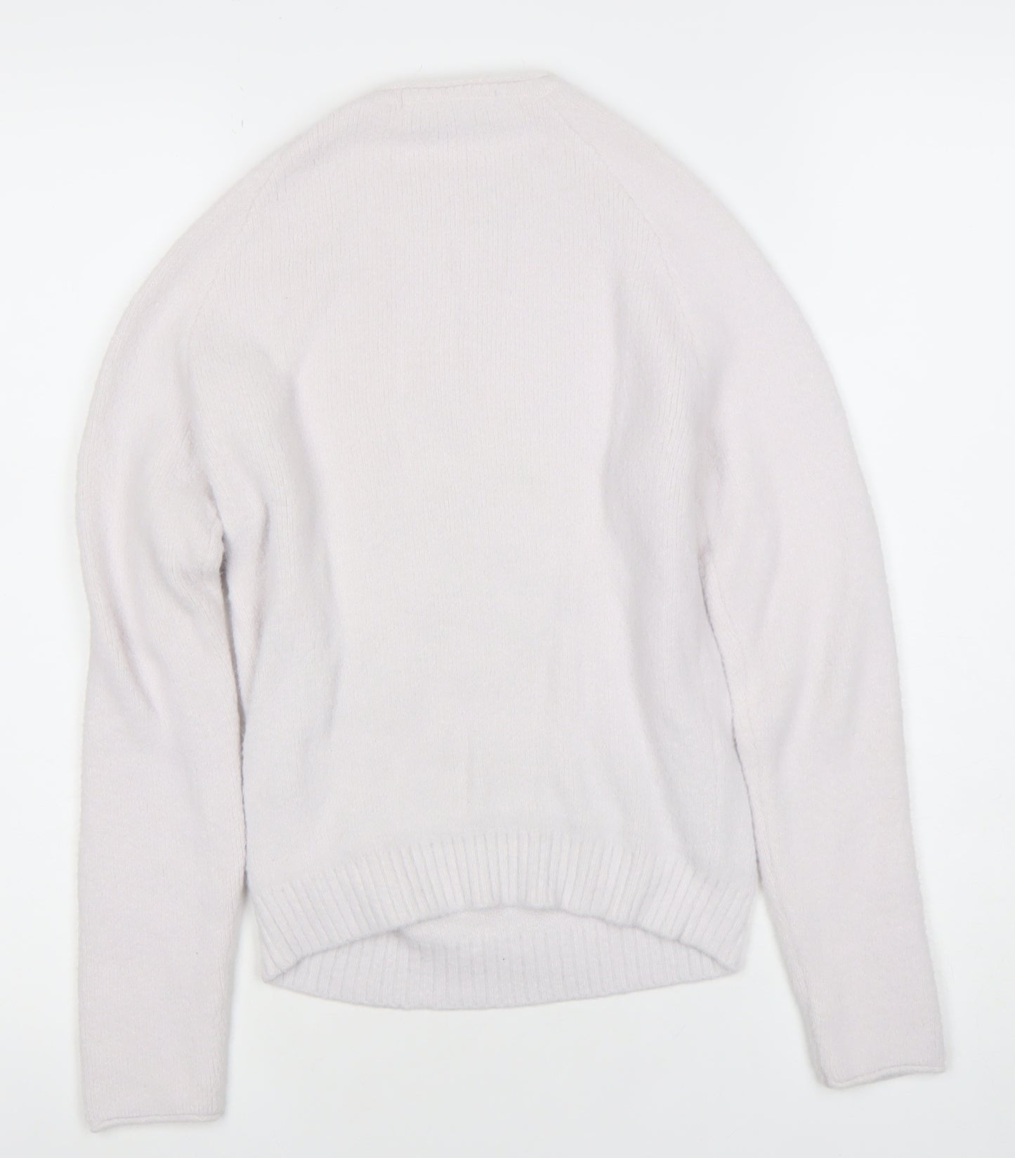 Zara Women Ivory Crew Neck Knit Jumper Size 12 Raglan Sleeve